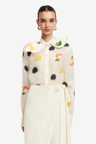 Cora Bow Blouse - Citrus Spots Blouse/Shirts