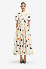 Bianca Short Sleeve Midi Dress - Citrus Spots Dress Midi
