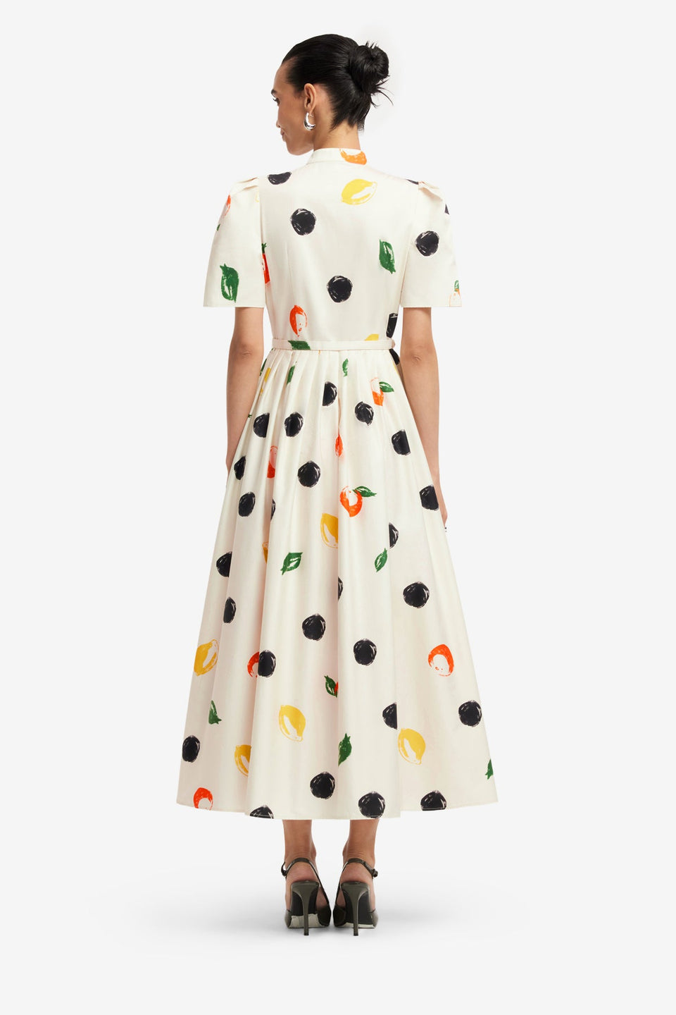 Bianca Short Sleeve Midi Dress - Citrus Spots Dress Midi