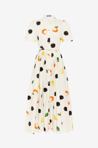 Bianca Short Sleeve Midi Dress - Citrus Spots Dress Midi