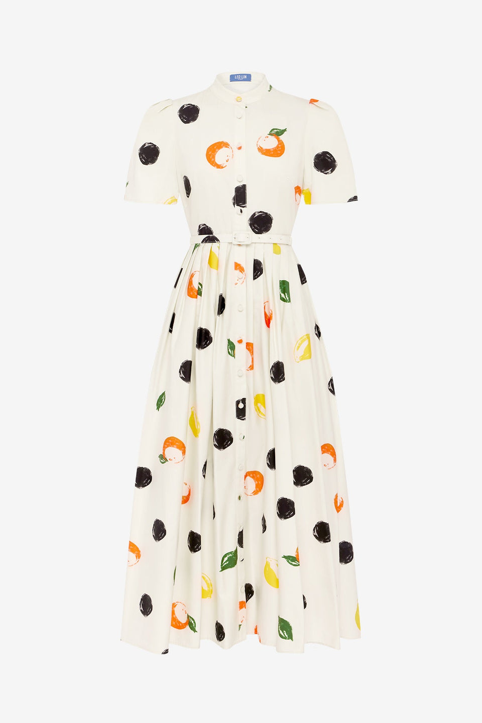 Bianca Short Sleeve Midi Dress - Citrus Spots Dress Midi