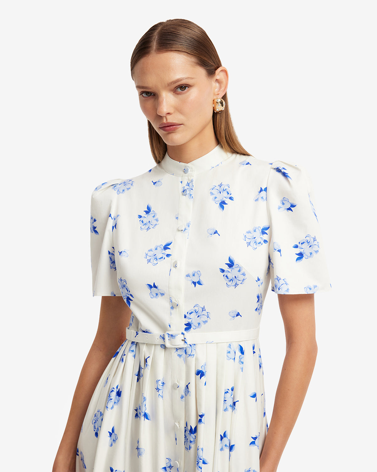 leo lin white dress with flowers LEO LIN Rayne Strapless Appliqu Midi Dress