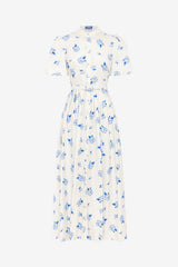 Bianca Short Sleeve Midi Dress - Ditsy Floral Print in Snow Dress Midi
