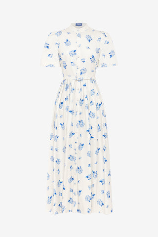 Bianca Short Sleeve Midi Dress - Ditsy Floral Print in Snow Dress Midi