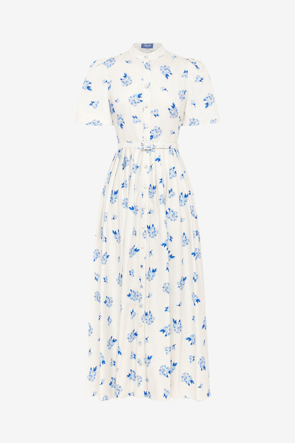 Bianca Short Sleeve Midi Dress - Ditsy Floral Print in Snow Dress Midi