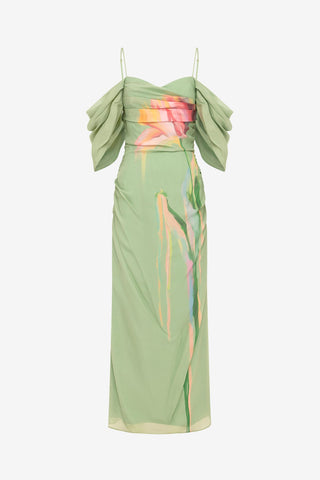 Angeline Maxi Dress - Tulip Print in Green Dress Maxi