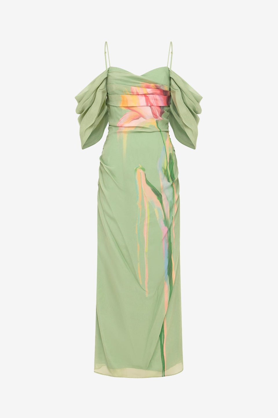 Exclusive LEO LIN Angeline Maxi Dress - Tulip Print in Green
