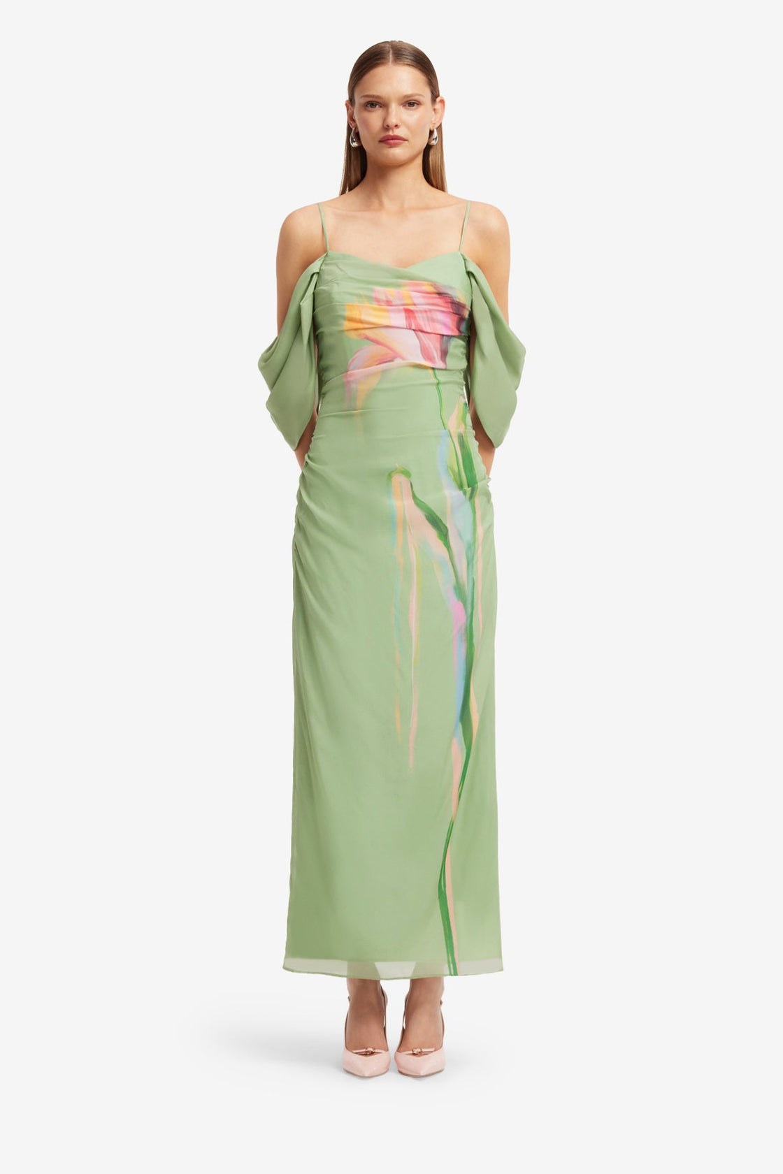 Angeline Maxi Dress - Tulip Print in Green LEO LIN Angeline Maxi Dress - Tulip Print in Green LEO LIN