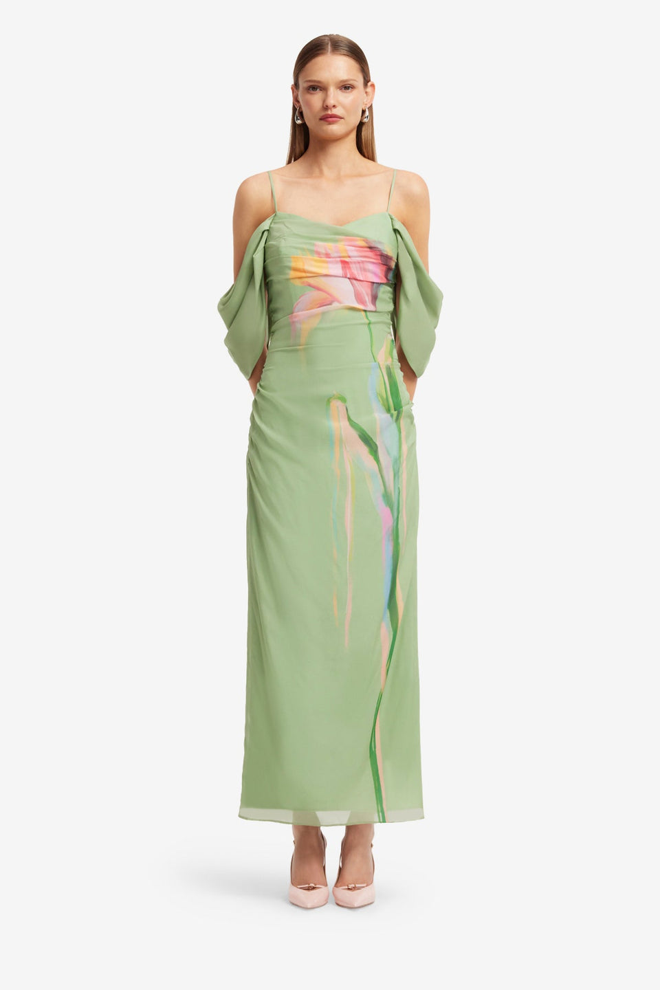 Exclusive LEO LIN Angeline Maxi Dress - Tulip Print in Green