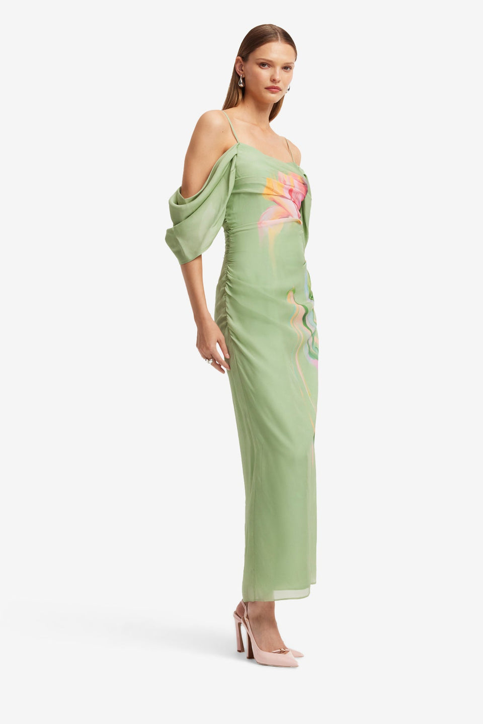 Exclusive LEO LIN Angeline Maxi Dress - Tulip Print in Green