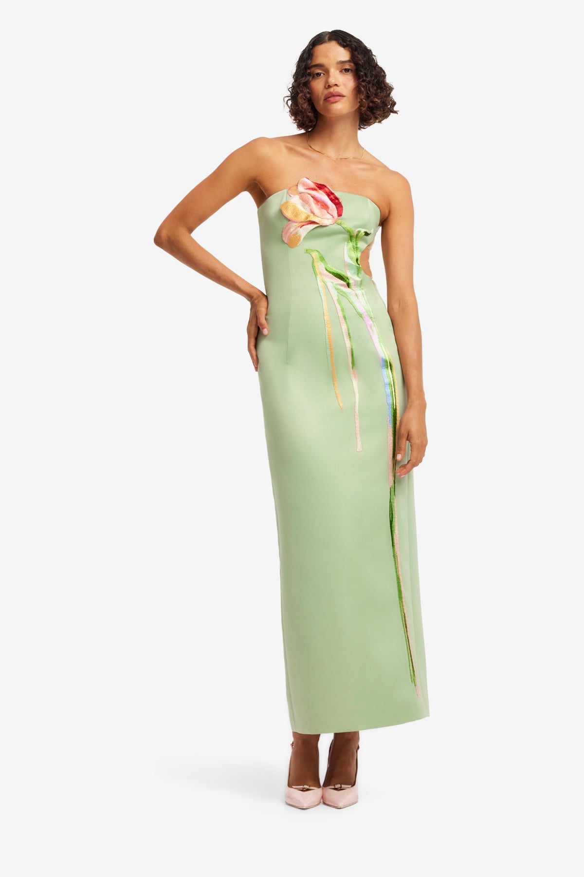 Marilyn Cutout Bustier Maxi Dress - Tulip Print in Green – LEO LIN