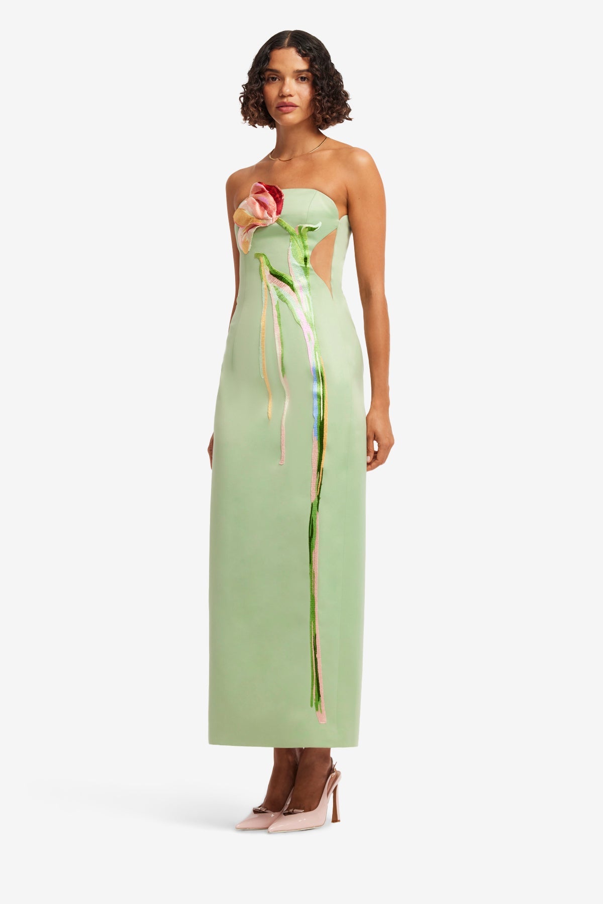 Marilyn Cutout Bustier Maxi Dress - Tulip Print in Green – LEO LIN