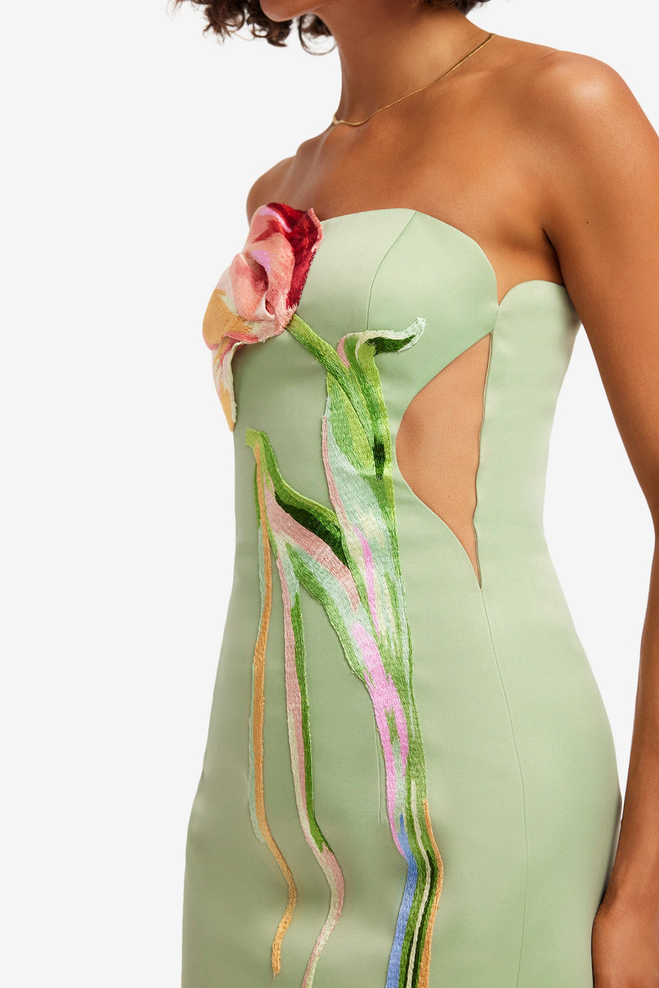Exclusive LEO LIN Marilyn Cutout Bustier Maxi Dress - Tulip Print in Green