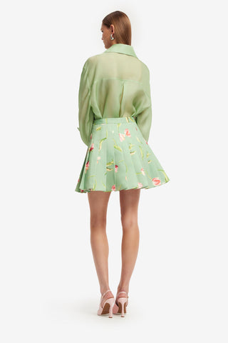 Christina Bow Blouse - Tulip Print in Green Blouse/Shirts