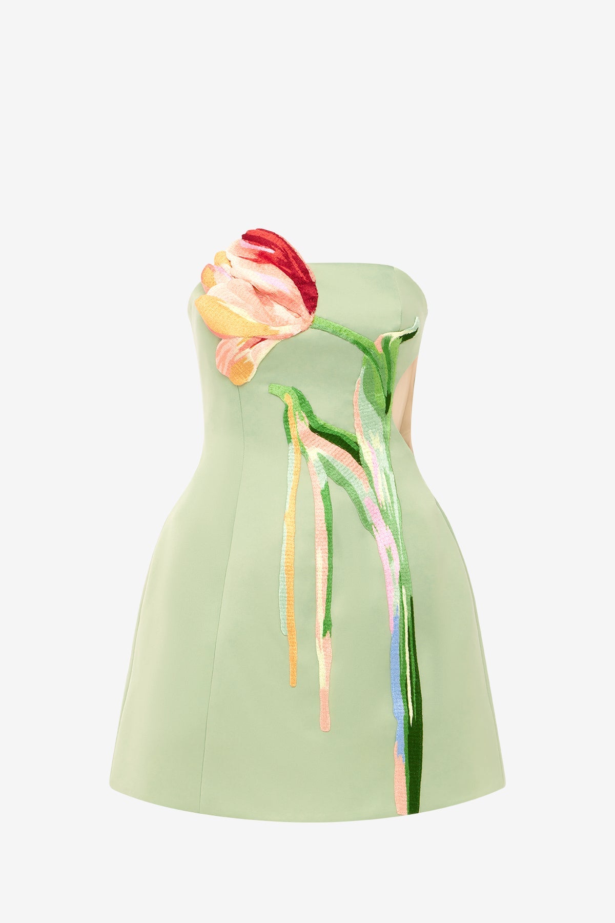 Roselle Cutout Bustier Mini Dress - Tulip Print in Green – LEO LIN