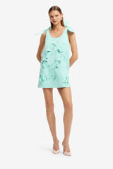 Harper Bow Appliqué Mini Dress - Pale Turquoise Dress Mini