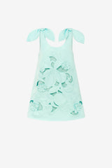 Harper Bow Appliqué Mini Dress - Pale Turquoise Dress Mini