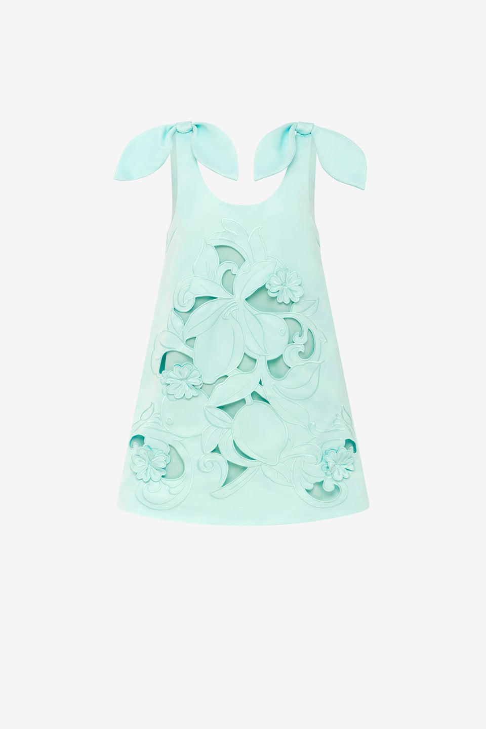 Harper Bow Appliqué Mini Dress - Pale Turquoise Dress Mini
