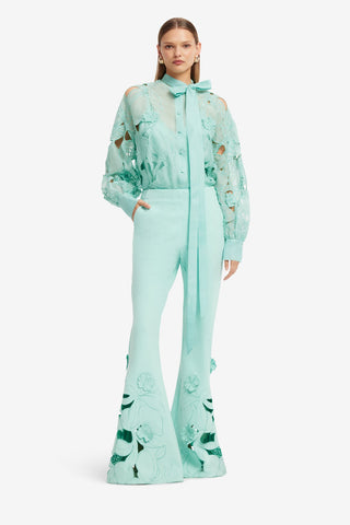 Elle Appliqué Blouse - Pale Turquoise Blouse/Shirts