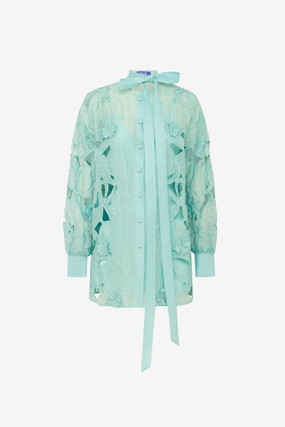Elle Appliqué Blouse - Pale Turquoise Blouse/Shirts