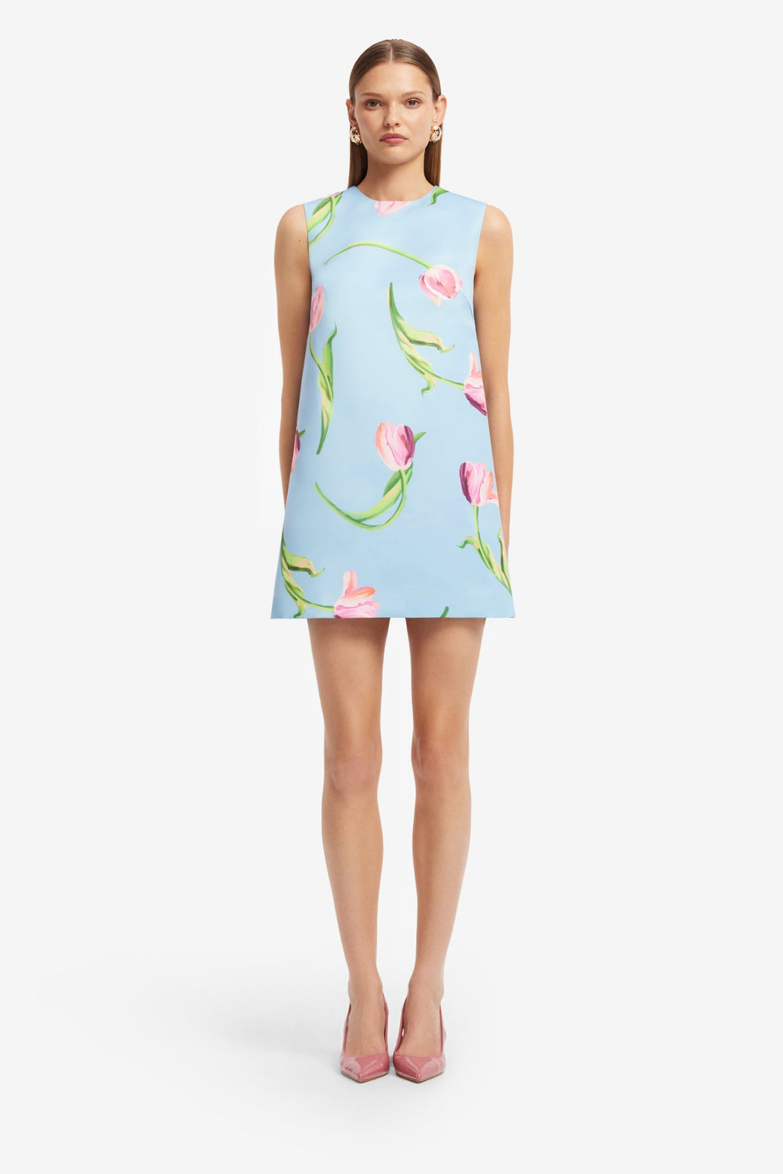 Yvonne Mini Dress - Tulip Print in Blue Dress Mini