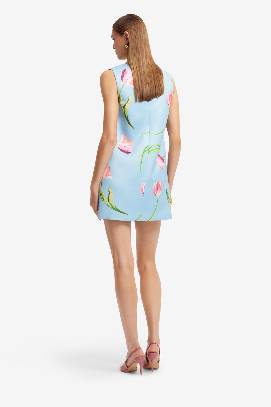 Yvonne Mini Dress - Tulip Print in Blue Dress Mini