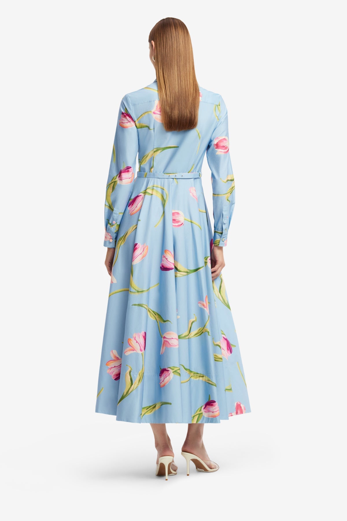 Zara Shirt Midi Dress - Tulip Print in Blue – LEO LIN