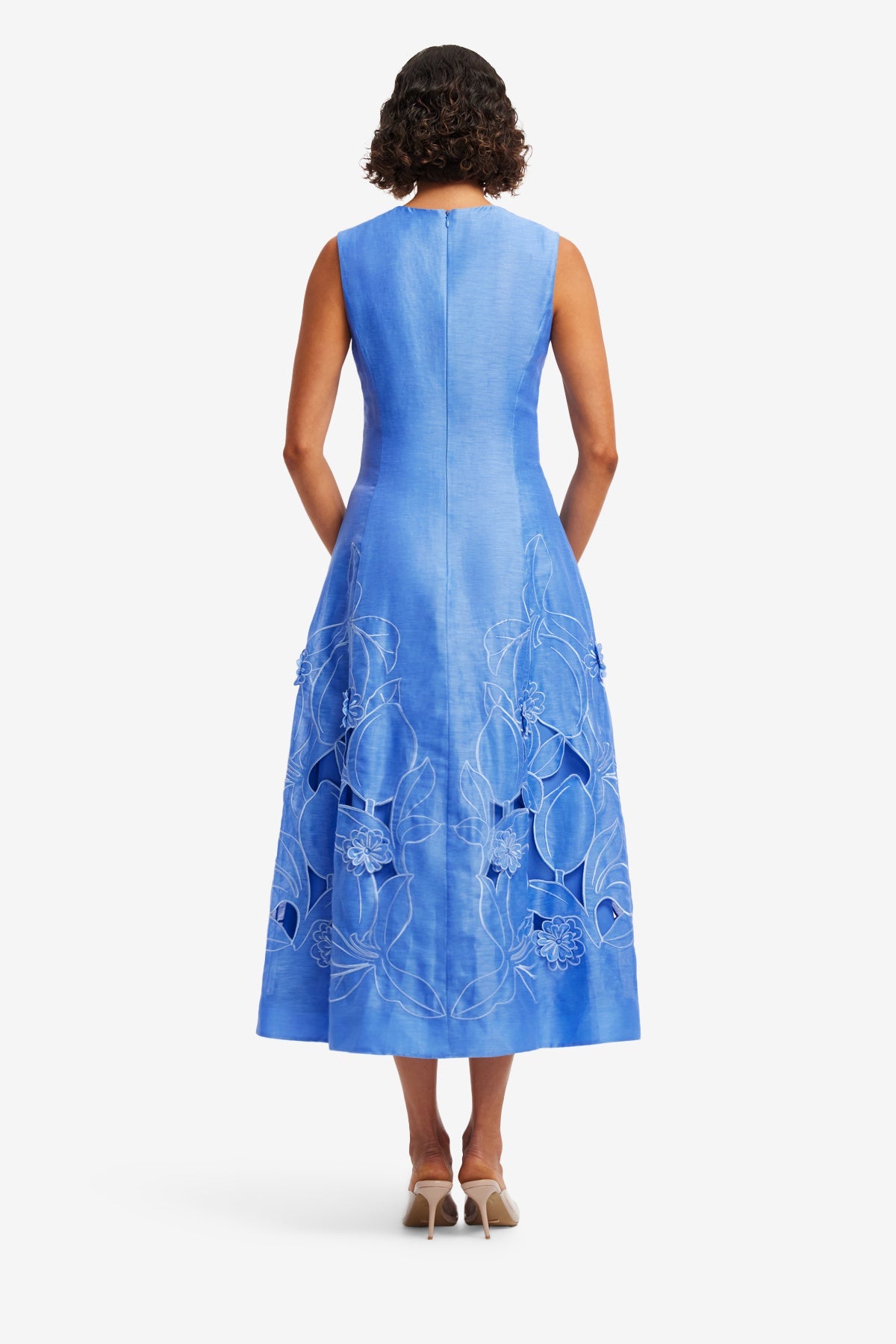 Cleo Appliqué Sleeveless Midi Dress - Azure – LEO LIN