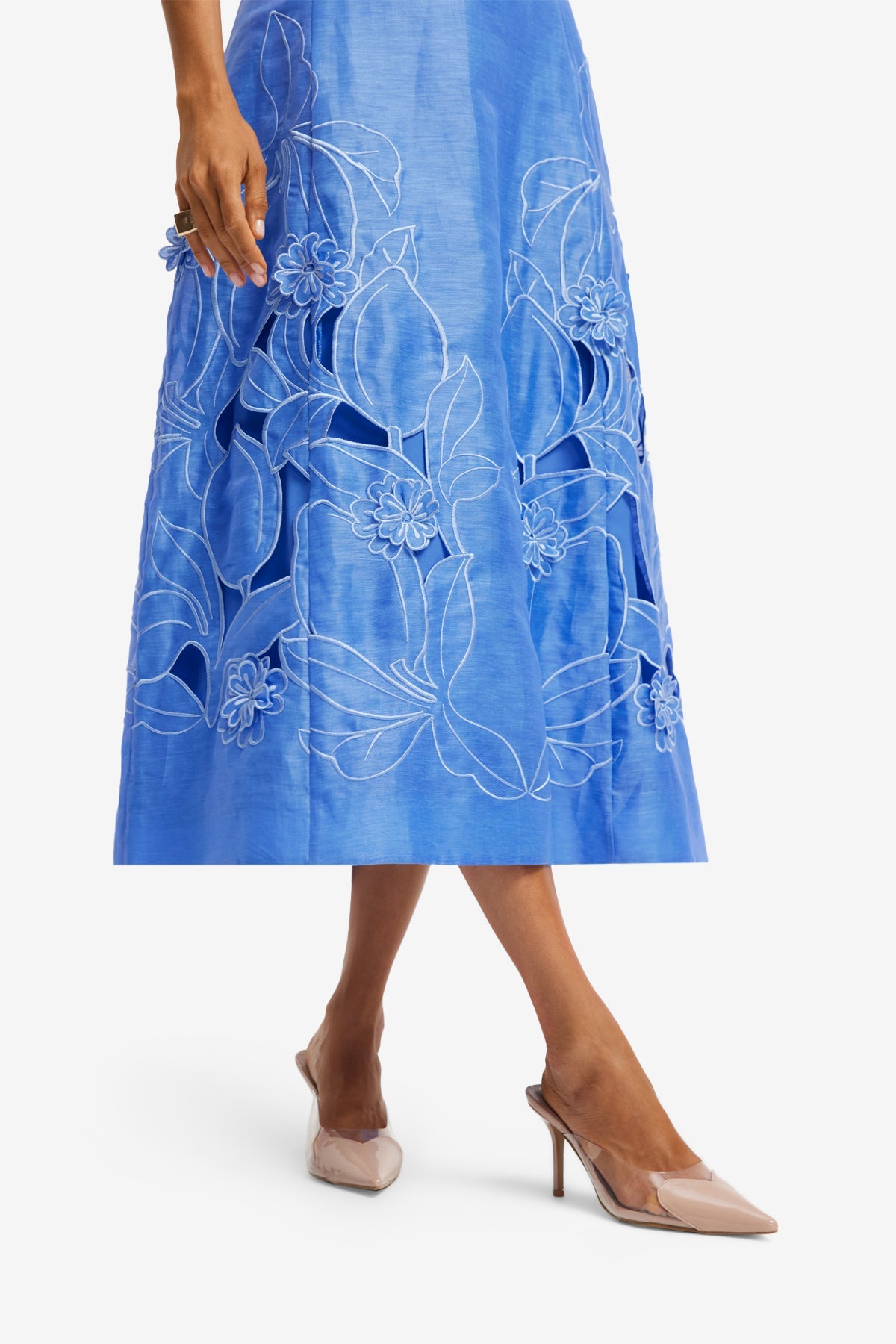 Cleo Appliqué Sleeveless Midi Dress - Azure – LEO LIN