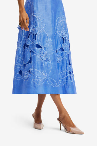 Cleo Appliqué Sleeveless Midi Dress - Azure Dress Midi