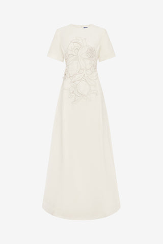 Alice Appliqué Short Sleeve Maxi Dress - Snow Dress Maxi