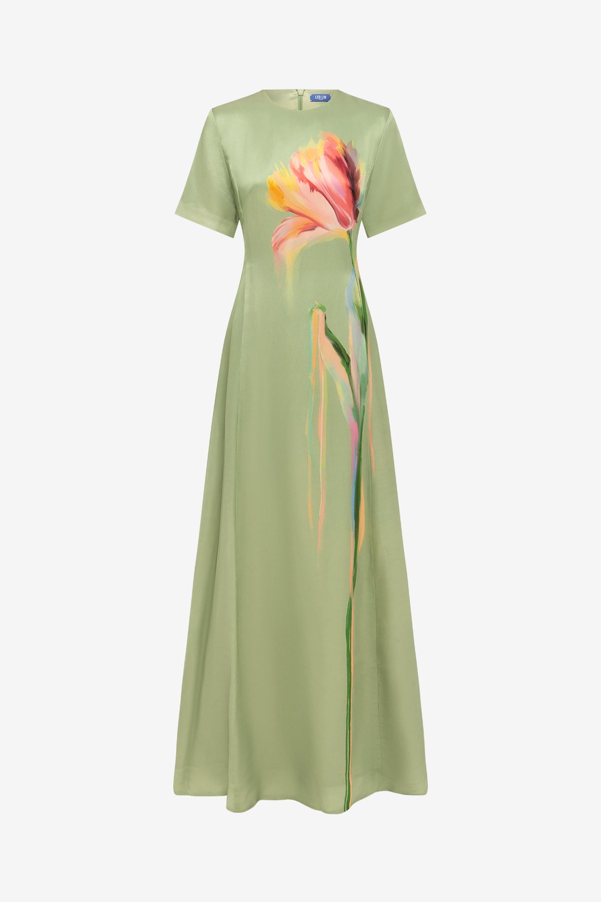 Alice Short Sleeve Maxi Dress - Tulip Print in Green – LEO LIN