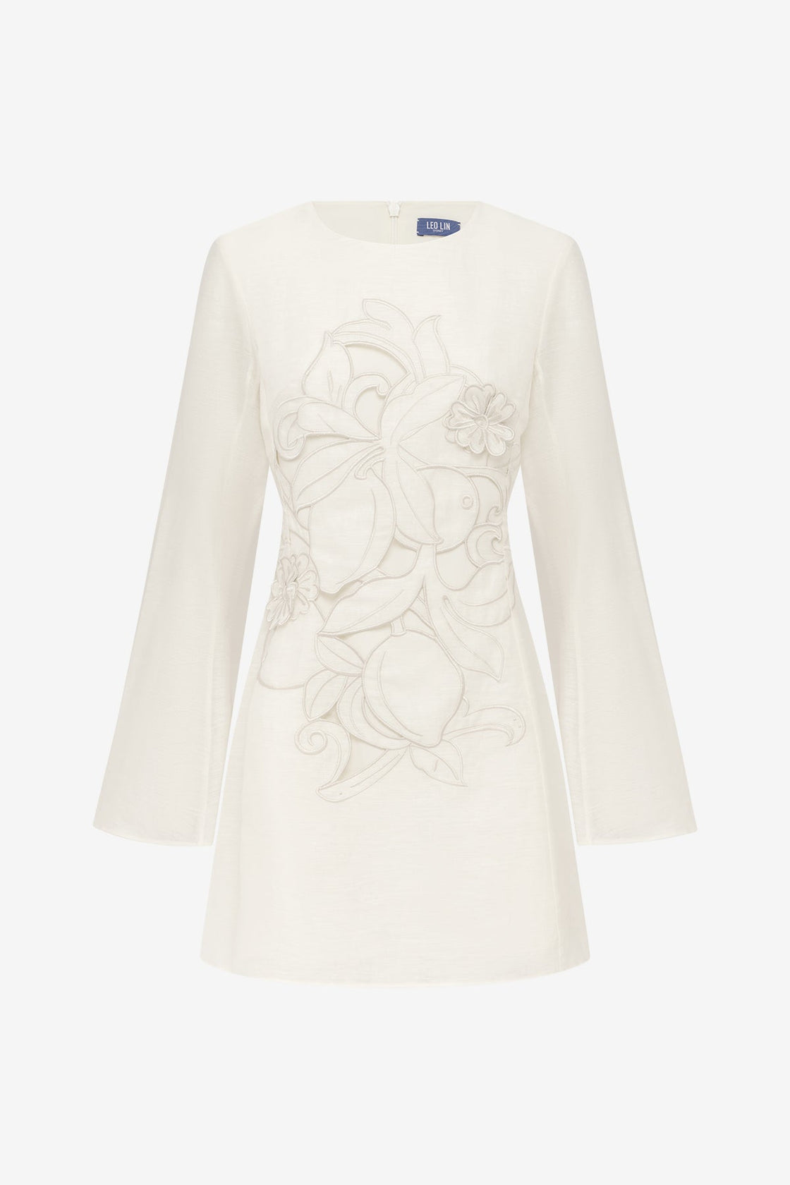 Suzanne Appliqué Bell Sleeve Mini Dress - Snow Dress Mini