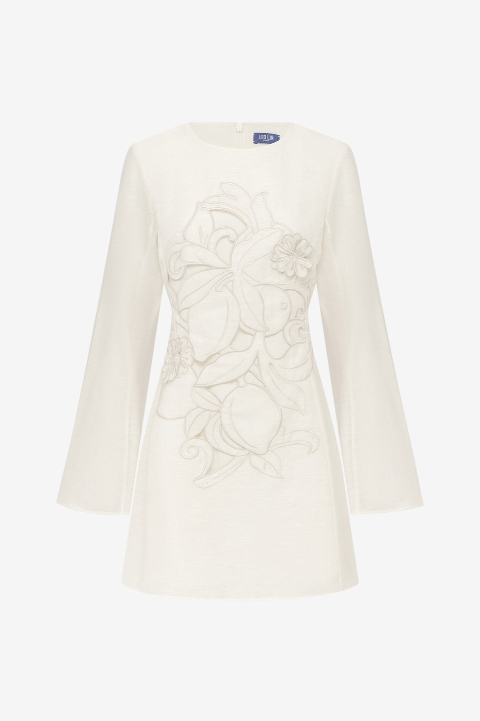 Suzanne Appliqué Bell Sleeve Mini Dress - Snow Dress Mini
