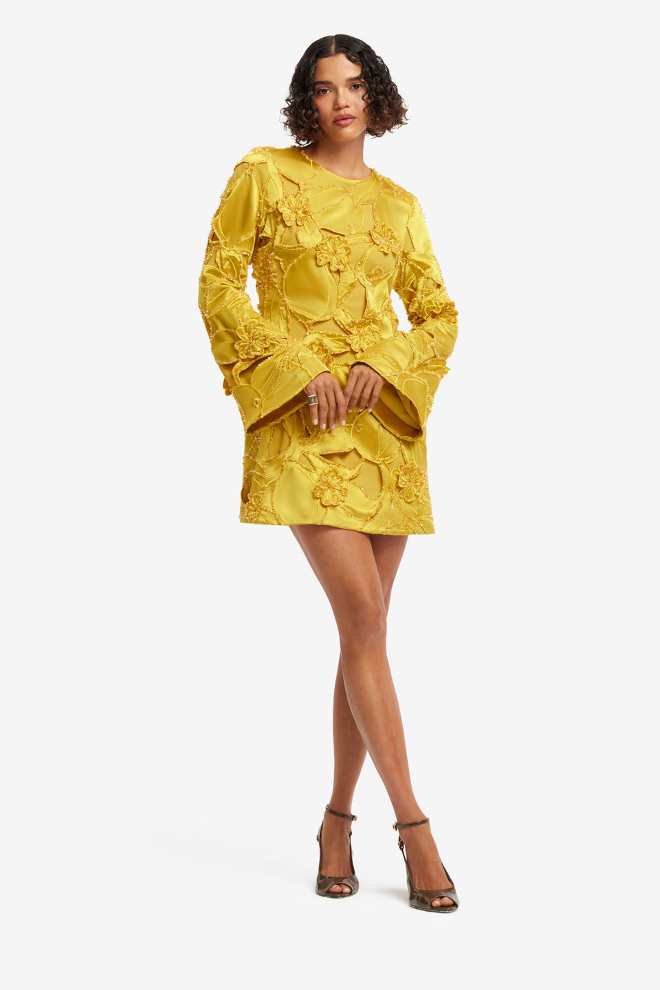 Exclusive LEO LIN Suzanne Embellished Bell Sleeve Mini Dress - Opulence