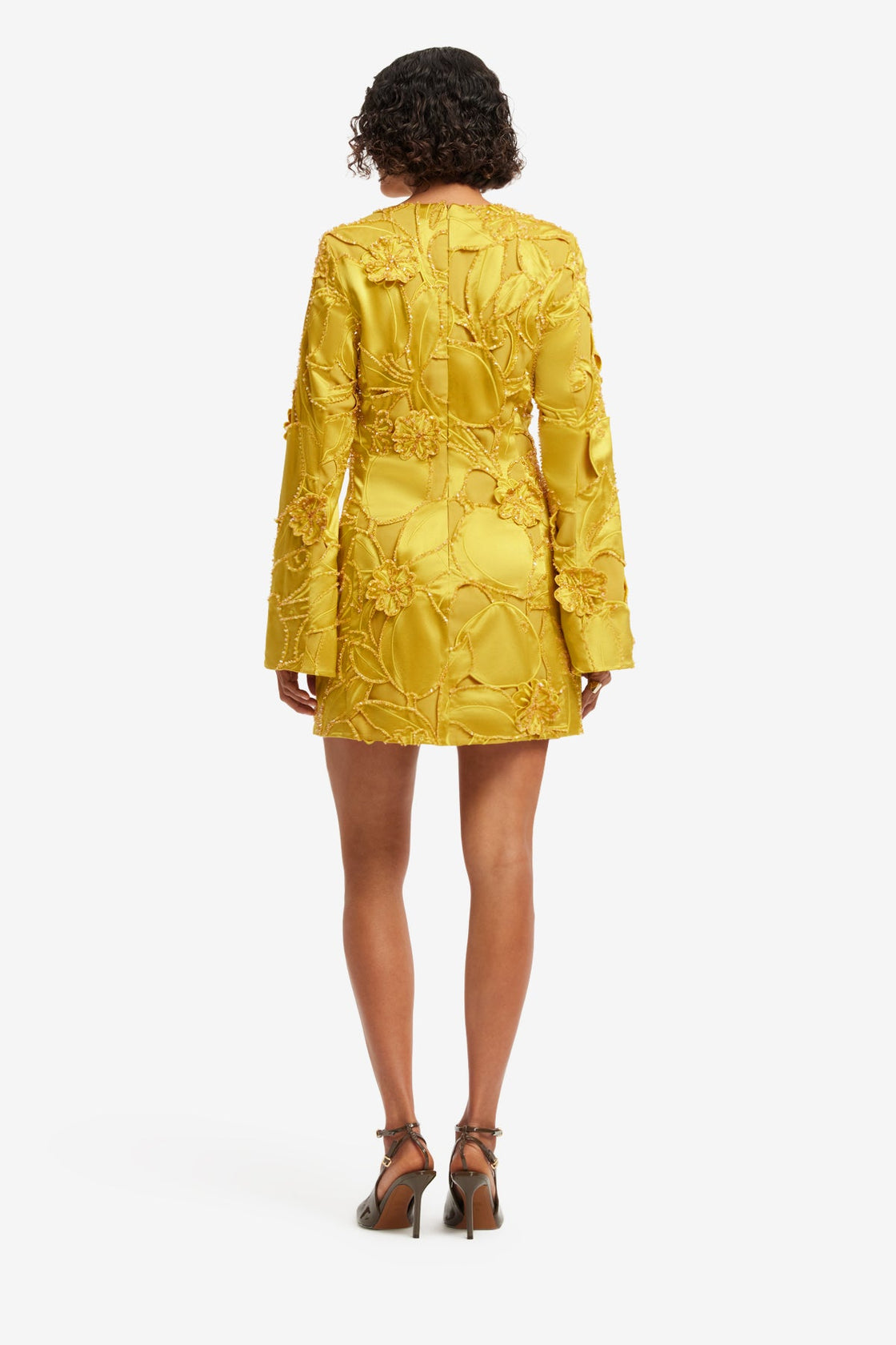 leo lin suzanne dress LEO LIN - Suzanne Floral Hand-Embroidered Bell Sleeve Mini Dress