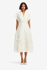 Aubrey Appliqué Shirt Midi Dress - Snow Dress Midi
