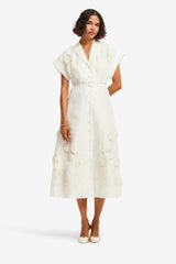 Aubrey Appliqué Shirt Midi Dress - Snow Dress Midi