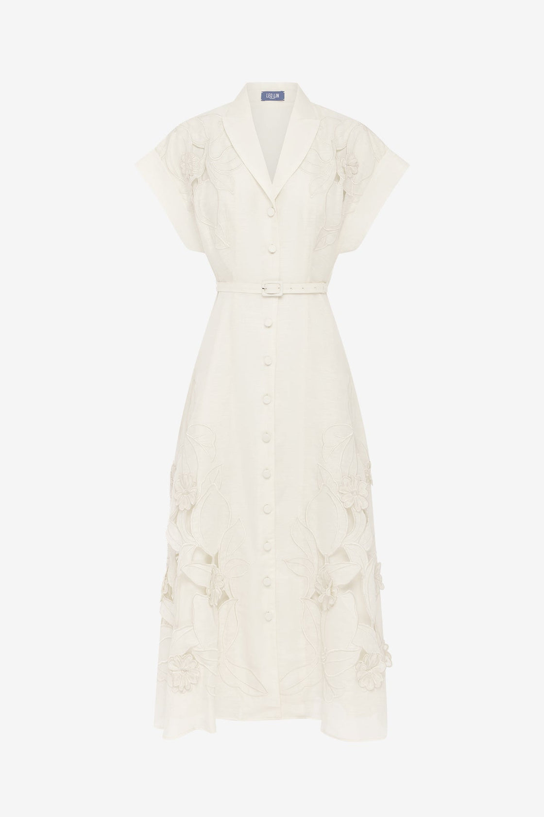 knee length dresses for ladies Aubrey Appliqué Shirt Midi Dress