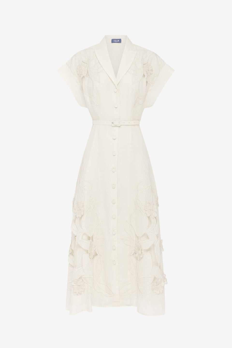 Aubrey Appliqué Shirt Midi Dress - Snow Dress Midi