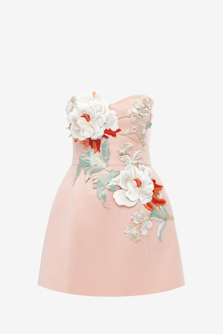 Exclusive LEO LIN Rosario Appliqué Bustier Mini Dress - Peony Print