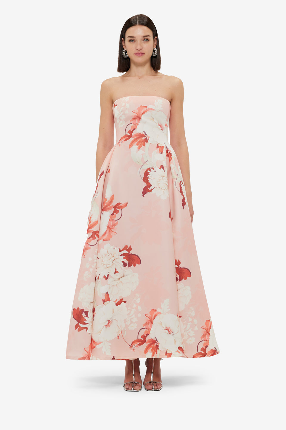 Nora Bustier Maxi Dress - Peony Print Dress Maxi