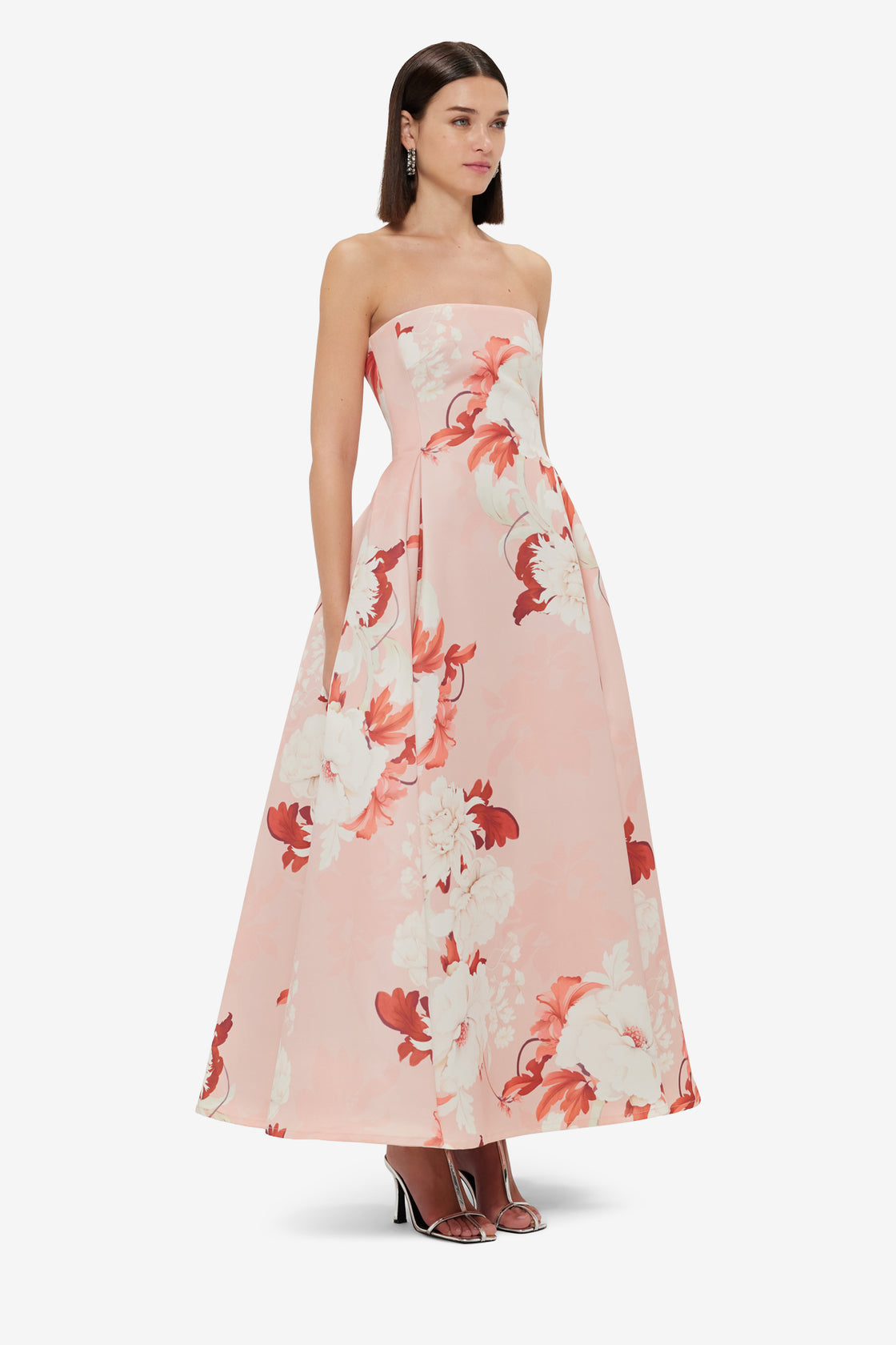 Nora Bustier Maxi Dress - Peony Print Dress Maxi