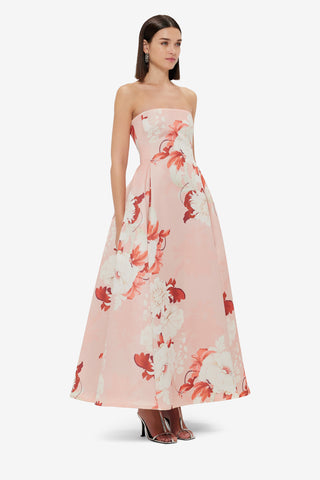 Nora Bustier Maxi Dress - Peony Print Dress Maxi