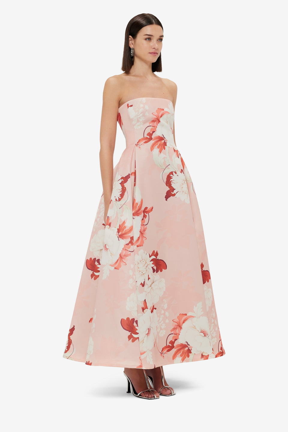 Nora Bustier Maxi Dress - Peony Print Dress Maxi