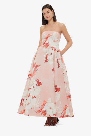 Nora Bustier Maxi Dress - Peony Print Dress Maxi