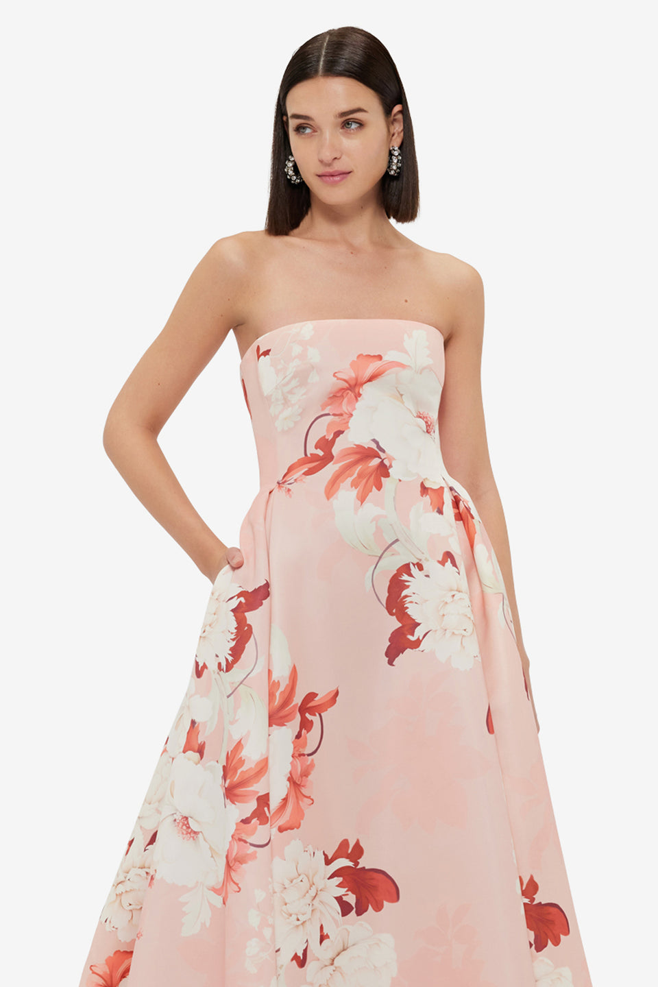 Nora Bustier Maxi Dress - Peony Print Dress Maxi