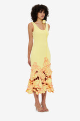 Emily Appliqué Midi Dress - Sorbet Yellow Dress Midi