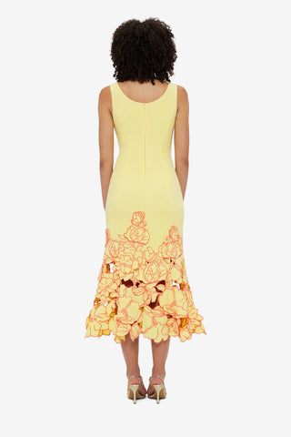 Exclusive LEO LIN Emily Appliqué Midi Dress - Sorbet Yellow