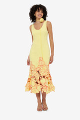 Emily Appliqué Midi Dress - Sorbet Yellow Dress Midi